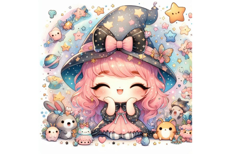 kawaii-2d-fairy-surrounded-by-twinkling-stars-and-tiny-animals