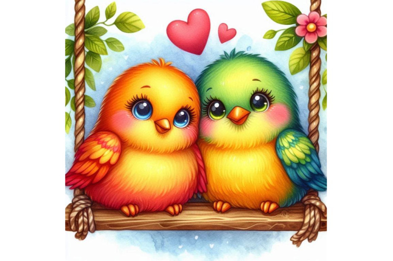 two-bright-lovebirds-nestled-together-on-a-swing