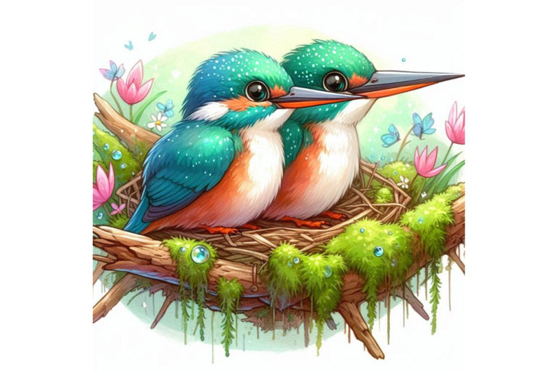 a-couple-of-turquoise-kingfishers-sitting-close-on-a-mossy-log