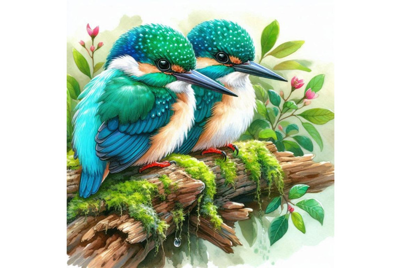 a-couple-of-turquoise-kingfishers-sitting-close-on-a-mossy-log