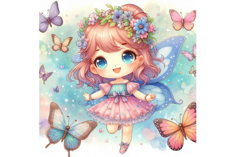 cute-2d-fairy-surrounded-by-butterflies-smiling-brightly