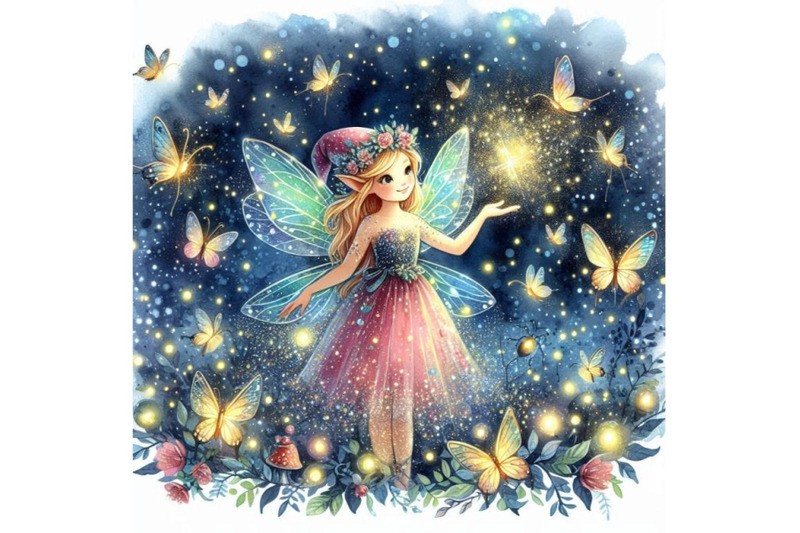 glitter-fairy-surrounded-by-fireflies-sprinkling-magical-glitter-dust