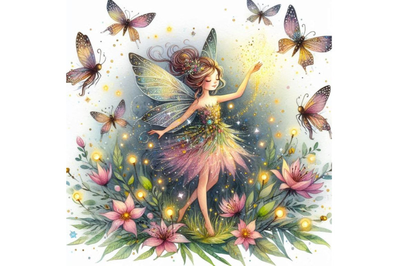 glitter-fairy-surrounded-by-fireflies-sprinkling-magical-glitter-dust