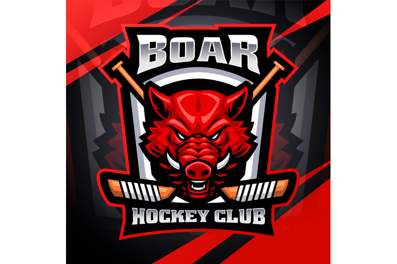 boar-head-hockey-esport-mascot-logo-design