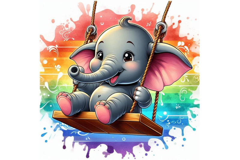 baby-elephant-sitting-on-a-swing-swinging-happily