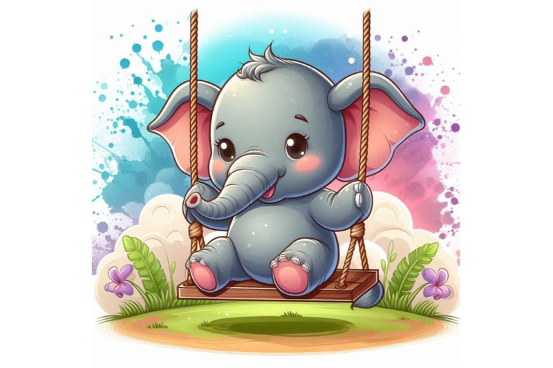 baby-elephant-sitting-on-a-swing-swinging-happily