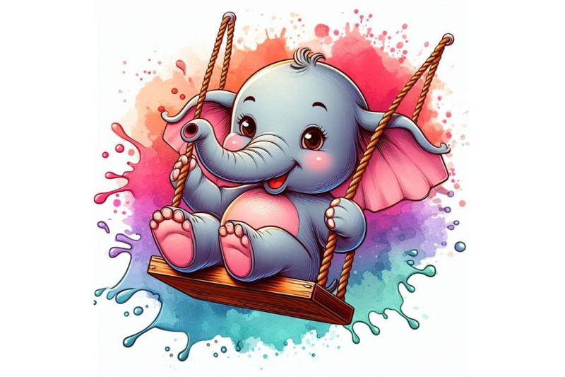 baby-elephant-sitting-on-a-swing-swinging-happily