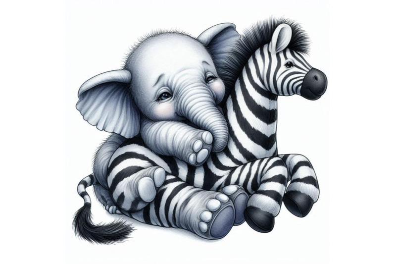 baby-elephant-snuggling-with-a-plush-toy-zebra