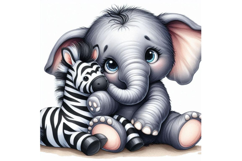 baby-elephant-snuggling-with-a-plush-toy-zebra