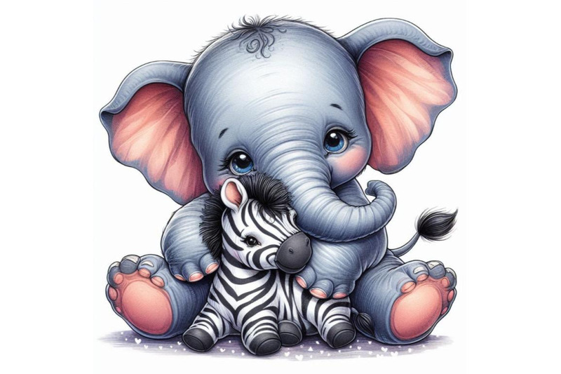 baby-elephant-snuggling-with-a-plush-toy-zebra