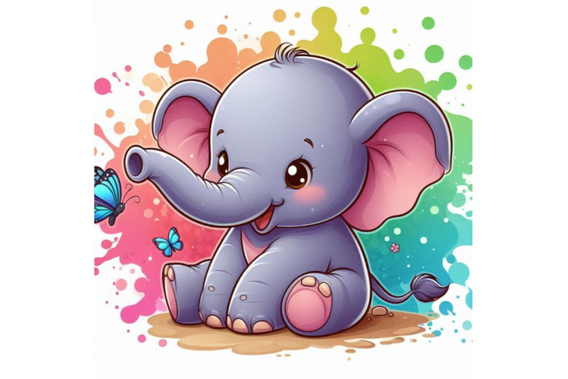 baby-elephant-with-a-tiny-butterfly-on-its-tail-smiling