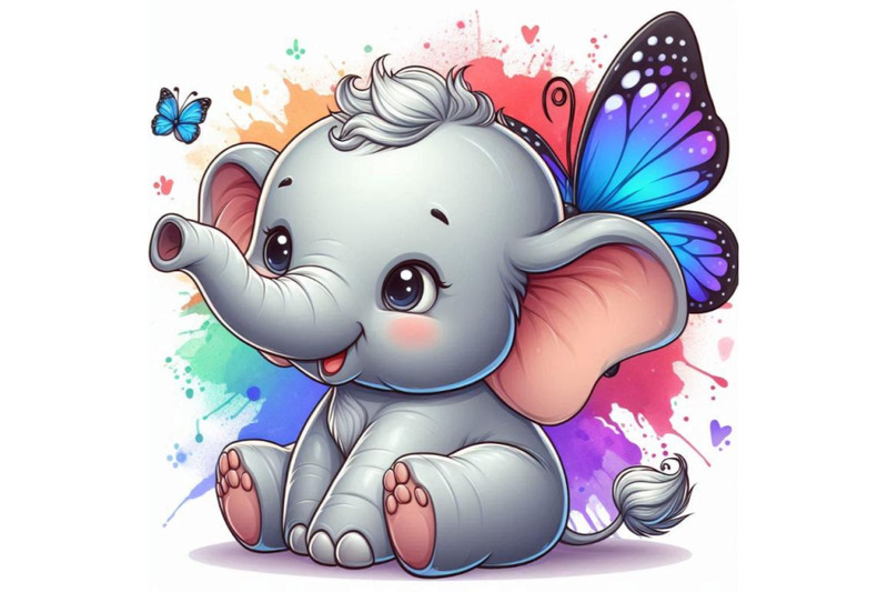 baby-elephant-with-a-tiny-butterfly-on-its-tail-smiling