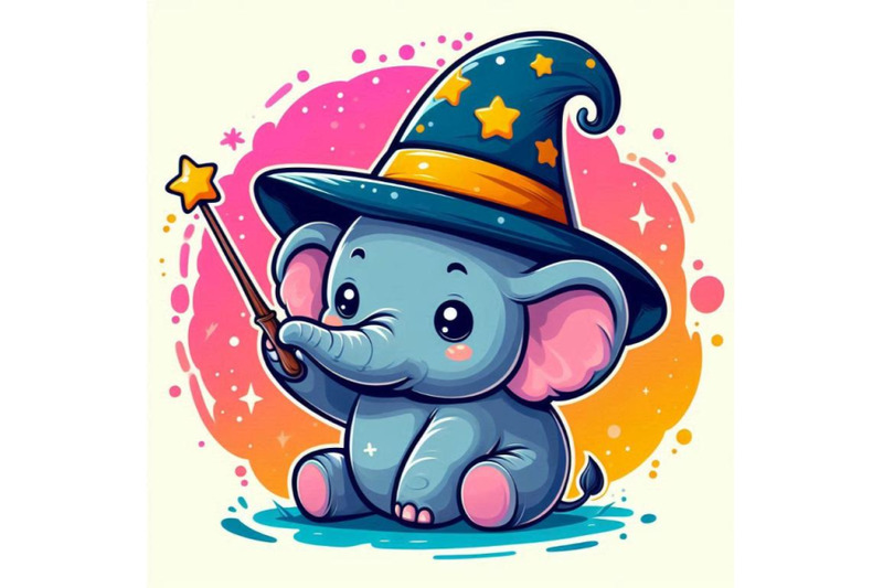 baby-elephant-wearing-a-tiny-wizard-hat-and-holding-a-wand