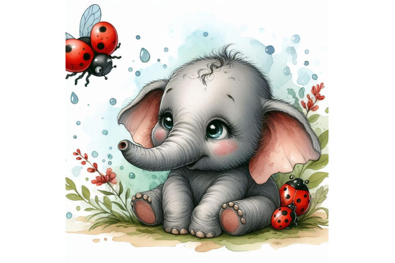 baby-elephant-with-a-tiny-ladybug-crawling-on-its-trunk