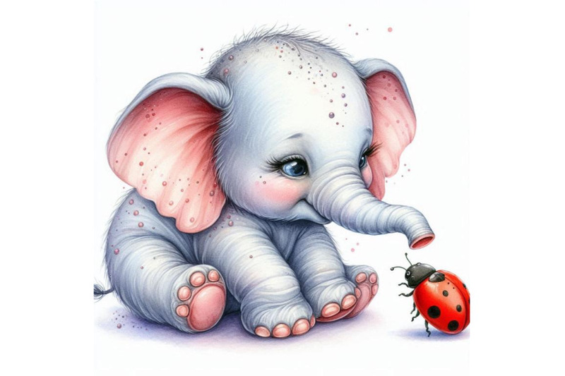 baby-elephant-with-a-tiny-ladybug-crawling-on-its-trunk