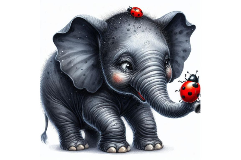 baby-elephant-with-a-tiny-ladybug-crawling-on-its-trunk