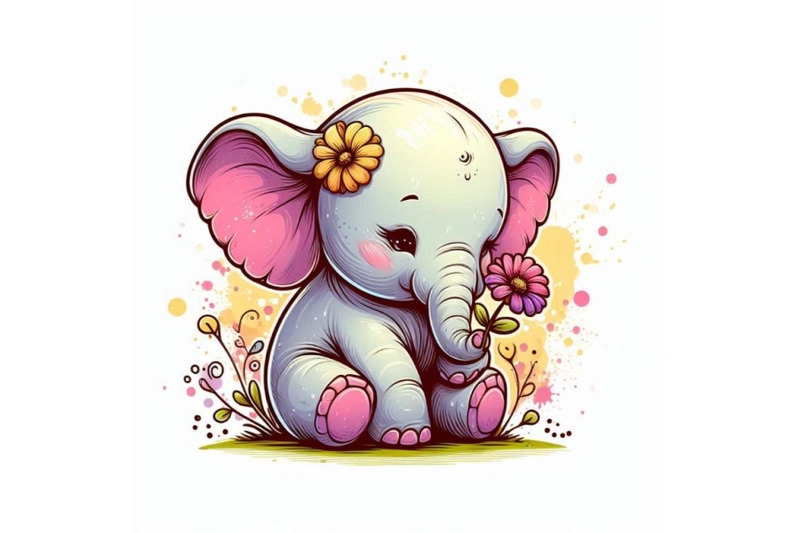 baby-elephant-with-a-tiny-flower-tucked-behind-its-ear