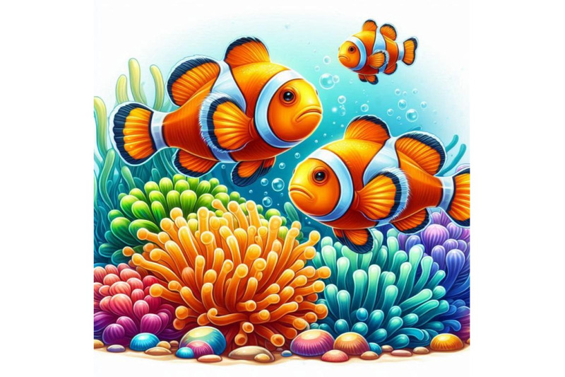 brightly-colored-clownfish-swimming-in-a-sea-of-anemones