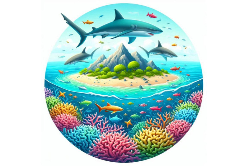 colorful-reef-shark-circling-a-coral-atoll