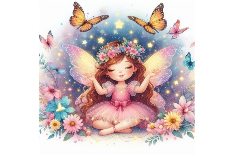 cute-glitter-fairy-surrounded-by-glowing-butterflies-and-twinkling-sta