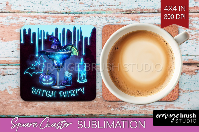 neon-halloween-square-coaster-cocktail-coaster-sublimation