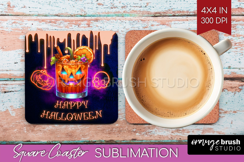 neon-halloween-square-coaster-cocktail-coaster-sublimation