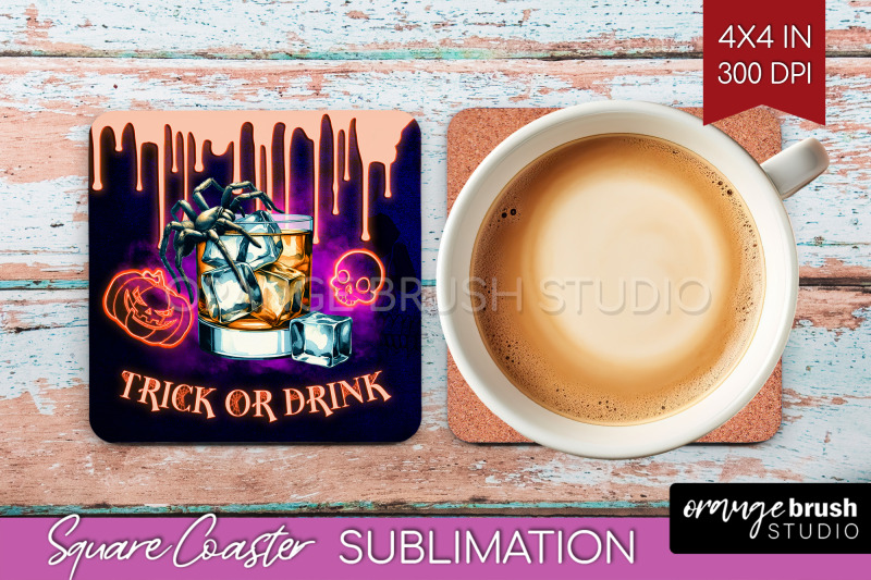 neon-halloween-square-coaster-cocktail-coaster-sublimation