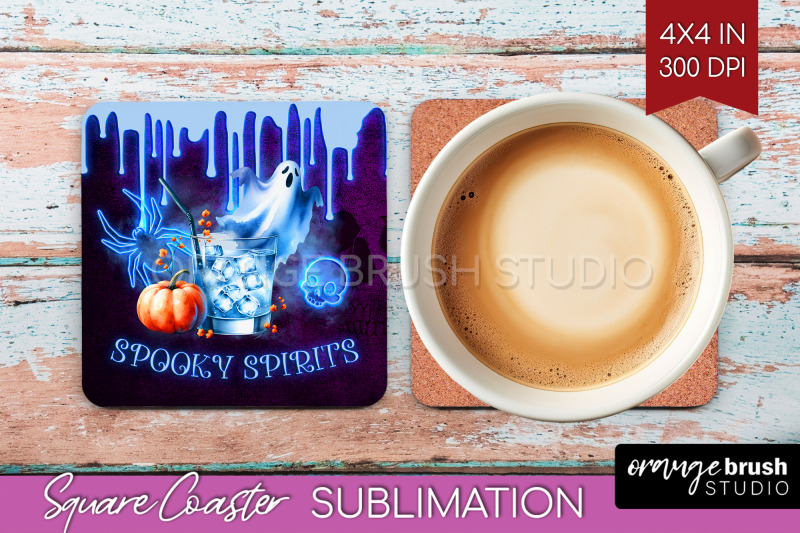 neon-halloween-square-coaster-cocktail-coaster-sublimation