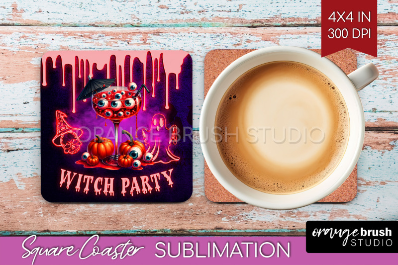 neon-halloween-square-coaster-cocktail-coaster-sublimation