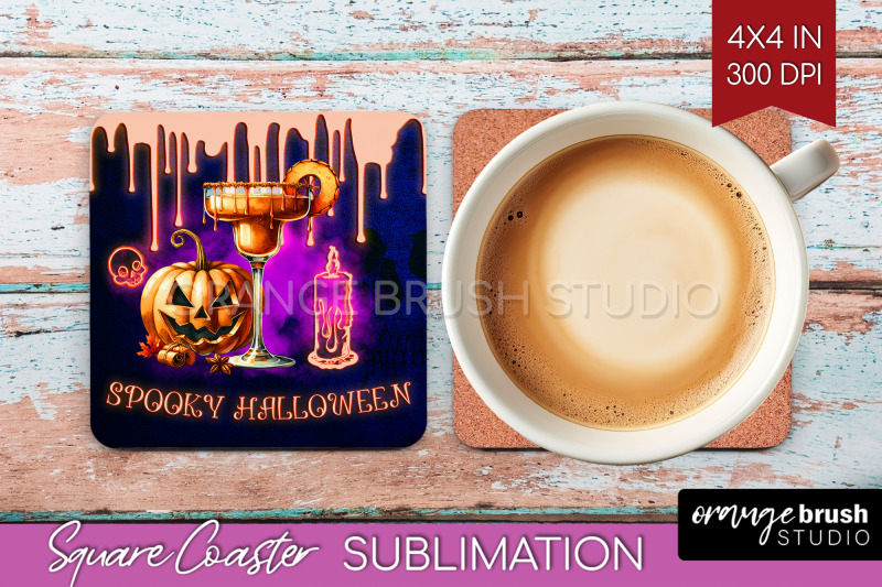 neon-halloween-square-coaster-cocktail-coaster-sublimation