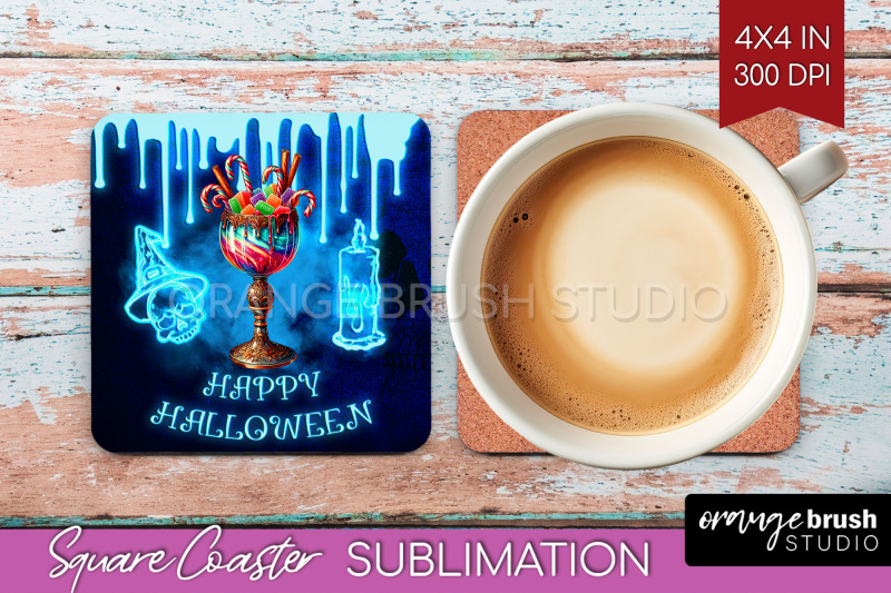 neon-halloween-square-coaster-cocktail-coaster-sublimation