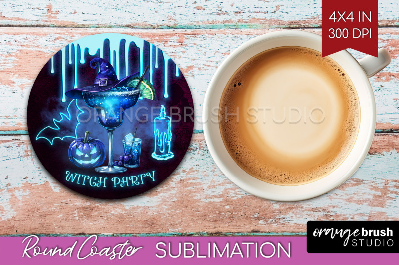 neon-halloween-round-coaster-cocktail-coaster-sublimation