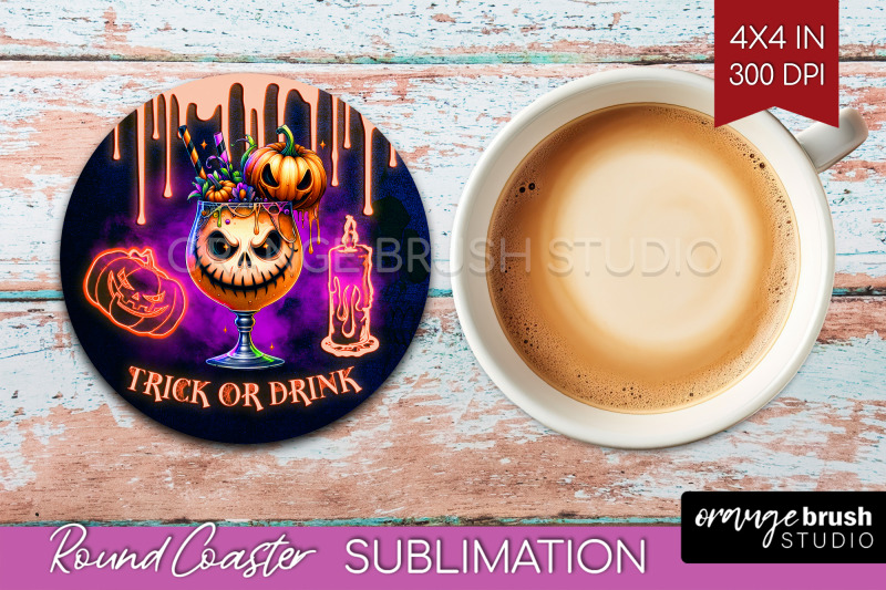 neon-halloween-round-coaster-cocktail-coaster-sublimation