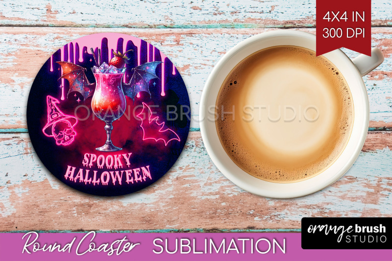 neon-halloween-round-coaster-cocktail-coaster-sublimation