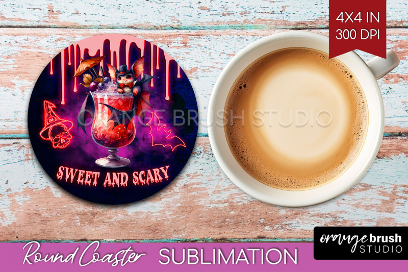 neon-halloween-round-coaster-cocktail-coaster-sublimation