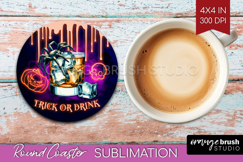 neon-halloween-round-coaster-cocktail-coaster-sublimation