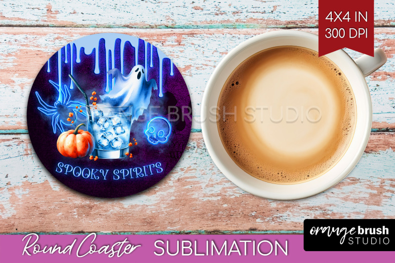 neon-halloween-round-coaster-cocktail-coaster-sublimation