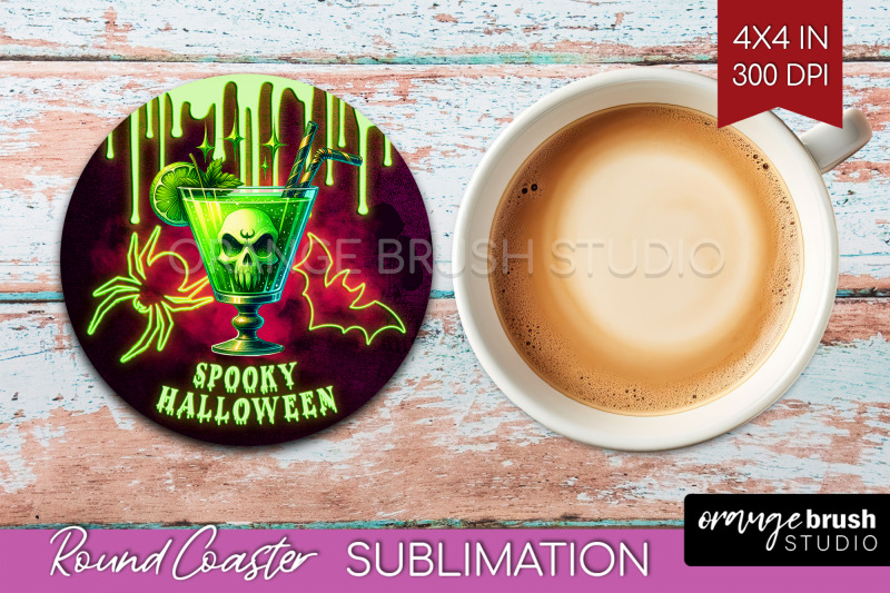 neon-halloween-round-coaster-cocktail-coaster-sublimation