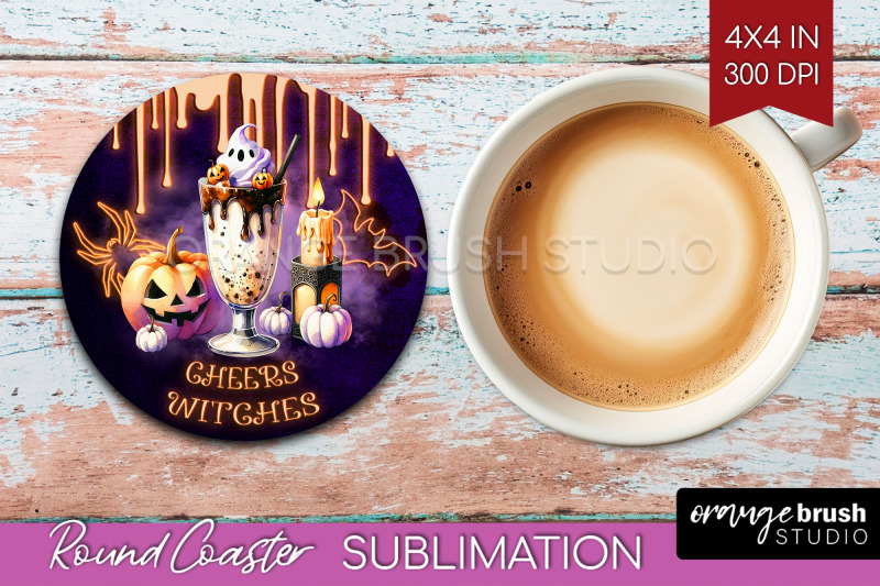 neon-halloween-round-coaster-cocktail-coaster-sublimation