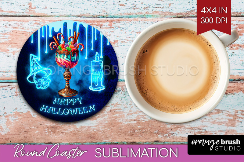 neon-halloween-round-coaster-cocktail-coaster-sublimation