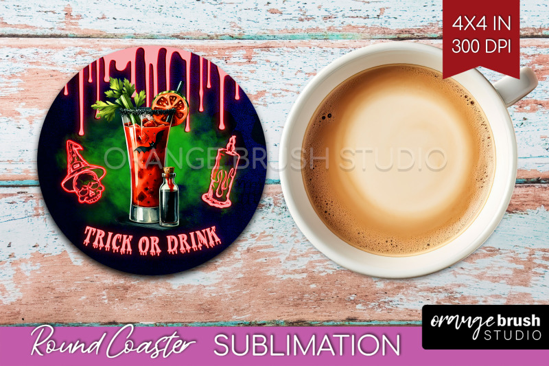 neon-halloween-round-coaster-cocktail-coaster-sublimation