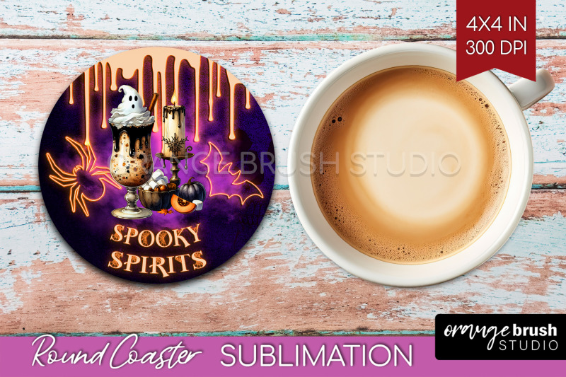 neon-halloween-round-coaster-cocktail-coaster-sublimation