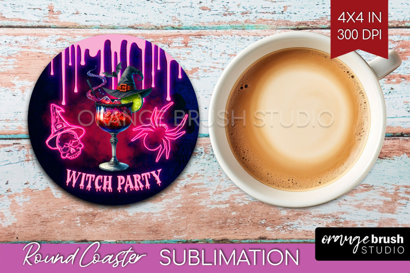 neon-halloween-round-coaster-cocktail-coaster-sublimation