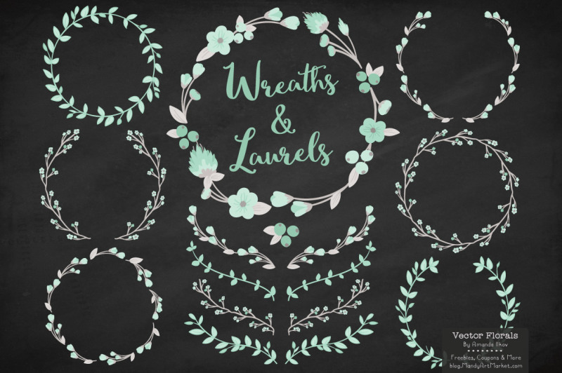 mint-floral-wreaths-and-laurels-vectors