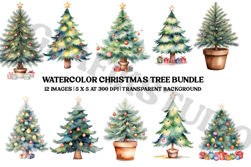 watercolor-christmas-tree-bundle-transparent-png