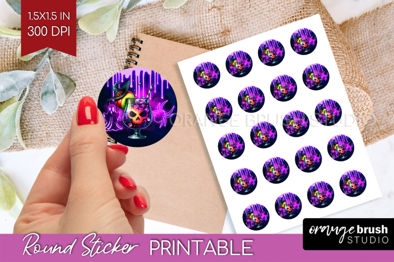 neon-halloween-round-sticker-cocktail-printable-stickers