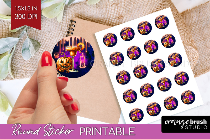 neon-halloween-round-sticker-cocktail-printable-stickers