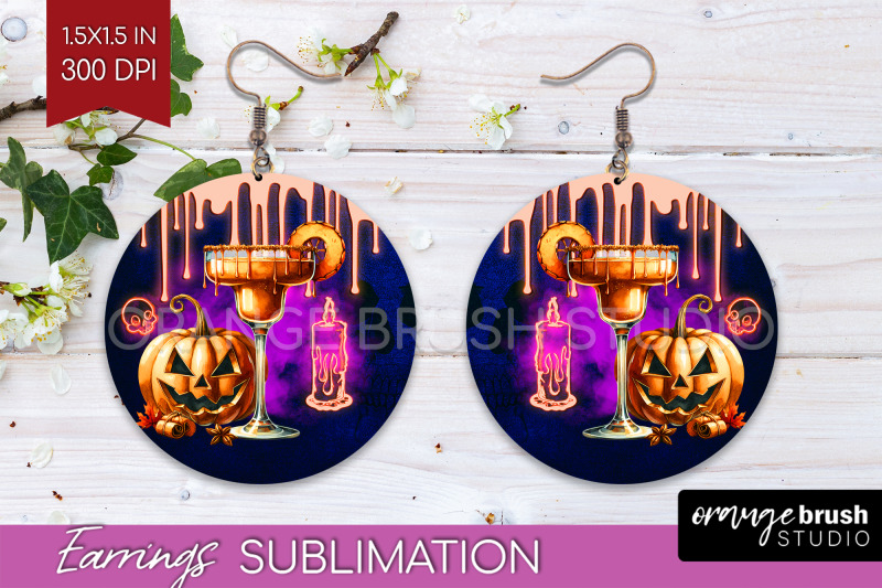 neon-halloween-round-earrings-cocktail-earrings-sublimation