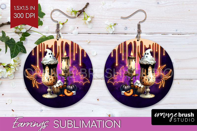 neon-halloween-round-earrings-cocktail-earrings-sublimation