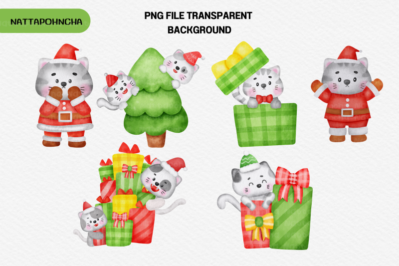 watercolor-christmas-cat-clipart-adorable-kittens-with-gifts-and-tree